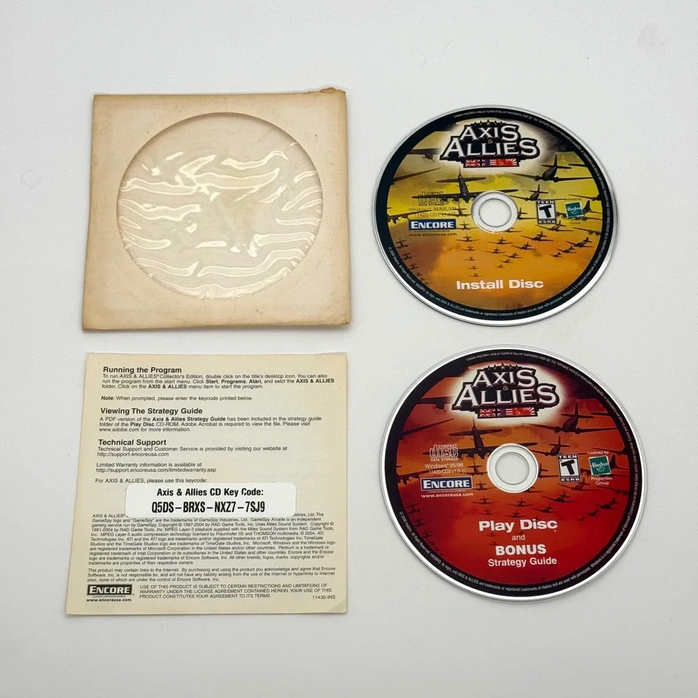 Axis & Allies PC CD-ROM Game Install & Play Discs Keycode Strategy Guide